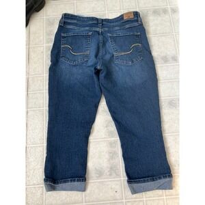 Signature by Levi Strauss Mid Rise Denim Capri, Women's Size 10 Cuffed Dark Rise